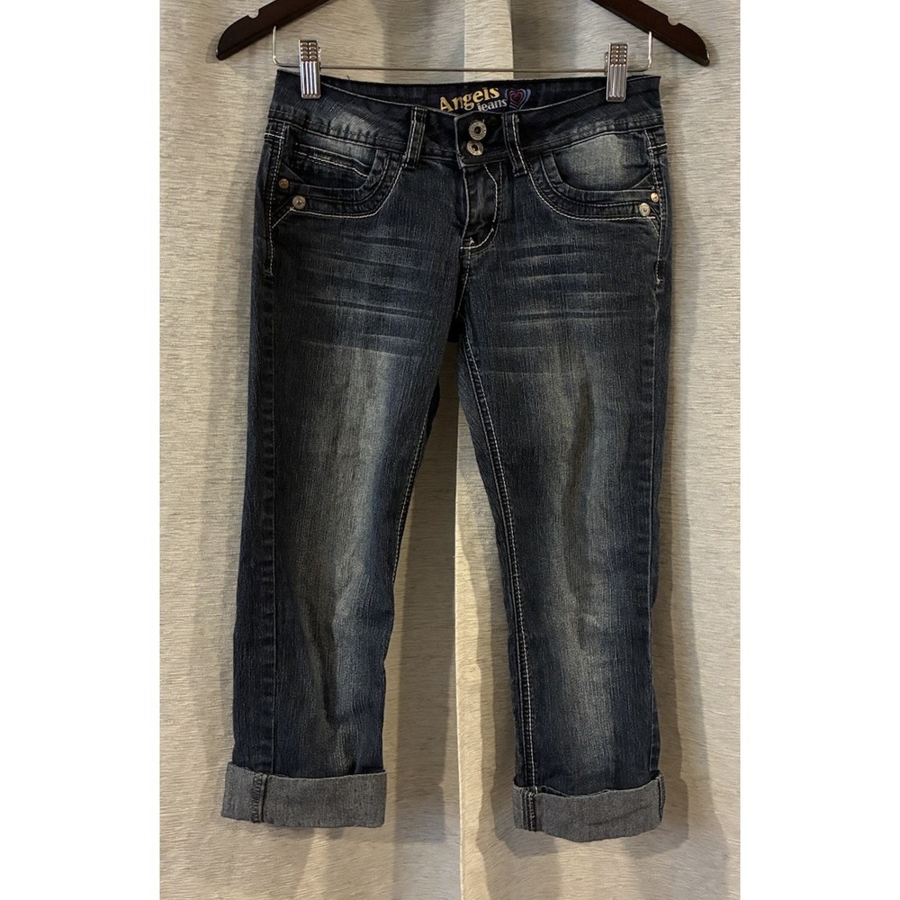 Angels Cuffed Skimmer Women's size 7 Dark Wash Blue Denim Jeans